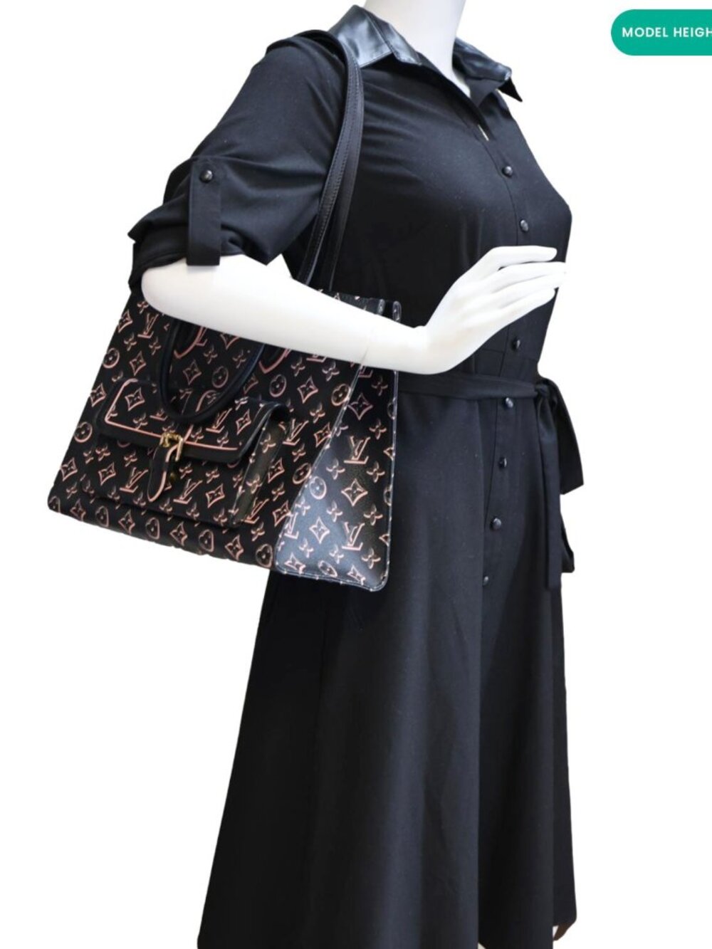 Louis Vuitton  Onthego MM Fall for You Neo Monogram Printed Canvas Tote Bag Blac - Picture 2 of 16